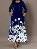 Fongt Fashion Long-Sleeved Print Loose Round Collar Simple Temperament Dress In Autumn 2025