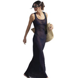Fongt Autumn Summer New Women's Sexy Perspective Mesh Holiday Dress Evening Dress Women