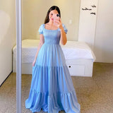 Fongt New Spring And Summer Women's Dress A Word Broken Shoulder Long Pure Fairy