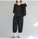 Size Casual Suits Women 2022 Summer New Fashion Slimming T Shirt Loose Pants Two Piece Sets Aesthetic Womens Tshirt