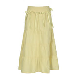 Fongt Vintage Crumbat Splicing Half-Body Skirt Holiday High-Waisted Thin A-Shaped Skirt New Mid-Long Skirt