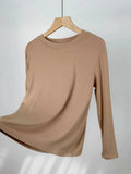 Fongt Comfortable Super Soft Modal Cotton Long Sleeve T-Shirt Women's Spring New Solid Color Round Collar With A Bottom Top-Outfit