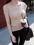 High Quality Plain T Shirt Women Cotton High Elastic Basic 2024 Summer Tops Short Sleeve Sexy Thin T-shirt See Through-Outfit