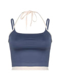 Contrast Color Tie Up Cami Top-Outfit