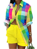 Fongt Women's Clothing Explosion Two Sets Of Long-Sleeved Shorts Printed Commuter