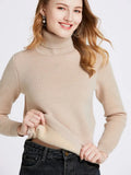 Turtleneck Sweaters Women Winter Slim Plush Velvet Lined Knit Pullover Thicken Knitwear Jumper Soft Jersey New Malhas
