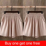 Women's Summer Shorts 100% Cotton High Waist Shorts Loose Casual Solid Shorts Pants Streetwear Elastic Waist Buy One Get