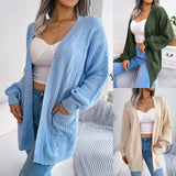 Fongt And Winter Lantern Sleeve Casual Pocket Cardigan Sweater Coat Explosion Women's Clothing