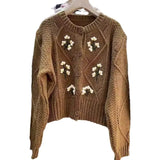 Version Round Neck Sweater Sweater Female College Style Autumn And Winter New Gentle Series Cardigan Outer Cover Tide-Outfit