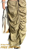 Women Solid Color Skirt, Drawstring Pleated Adjustable Elastic High Waist Half Dress Casual Daily