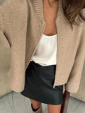 Fongt Women's Spring And Autumn Hot Casual Zipper Loose Knitted Shirt Coat Small Scent
