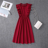 Butterfly Sleeve Ruffles Medium Long Vacation