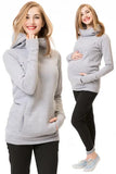 Fongt 2025 New Lactation Wears Pregnant Women With Thick Hooded Long-Sleeved Half-Finger Tat