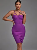 Dress 2023 New Women's Purple Bodycon Dress Elegant Sexy Strappy Evening Club Party Dress High Quality Summer