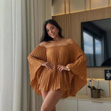 Fongt Summer New Women's Shoulder-To-Shouldered Small Shorts Half-Dress Temperament Fashion Set
