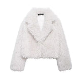 Fongt Women's Thick Lamb Fur Black Coat Women's Winter 2025 New Fur