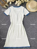 Fongt Autumn And Winter Elegant Leisure Knitted Dress V Collar Thin Fashion Commuting Leisure