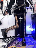 Vintage Black High Split Skirts Aesthetic Sexy High Waist Bow Bodycon Long Skirt Elegant E Girl Punk Partywear Clothes