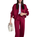 Fongt 2025 Round Neck Fashion Simple Atmospheric Jacket Jacket Casual Straight Trousers