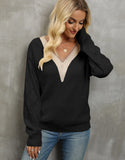 Fongt V-Neck Lace New Sweater Loose Casual Jacket Women's Knitwear Shirt