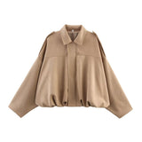 Fongt Spring New Velvet-Sensitive Collared Loose Bomber Jacket Jacket