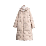 Large Size Loose Literary Long-Sleeved Hooded Coat Winter Wear New Knee White Duck Down Light Down Jacket Fashion-Outfit