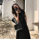 Korea Vintage Sleeveless Jumpsuits Summer Sleeveless Wide Leg Pants Elegant Lady Casual