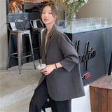 Fongt Gray Blazer Women's Autumn Small Man 2025 New Korean Version Of High-End Fried Street Casual Plus-Size Suit
