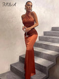 Maxi Green Satin Sleeveless Elegant Party Dresses Backless 2022 Summer Black Off Shoulder Sexy Club Bodycon Dress