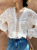 Fongt Spring And Summer Cotton Embroidery French White Shirt Women Long Sleeve Design Shirt Women Shenzhen Oil Women's