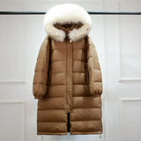 2022 Winter Women's Down Jacket Real Raccoon Fur Hooded Duck Down Coat Waterproof Female Long Puffer Jackets Snow