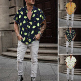 Hawaii Avocado Printed Shirts for Men Casual Loose Tropical Hawaiian Short Sleeve Shirts High Quality Button Down-Outfit