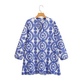 Fongt Women's Long-Sleeved Loose Embroidery Dress 23036