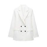 New Women's Double-Breasted Suit Jacket Straight Trousers 8194394 8003394-Outfit