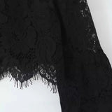 Fongt 2025 New Women's Fashion Simple Collar Long-Sleeved Lace Shirt Top