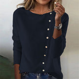 Fongt Sheintemu Autumn And Winter Round Collar Long-Sleeved Button Sweater New Female