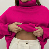 Women Turtleneck Sweater Knitted Loose Thick Fashion Autumn Winter Female Sweaters 2022 New Long Sleeve Soft Basic