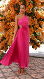 Fongt Spring And Summer Elegant Folding Dress Single Shoulder Waist Hollow Dress 88255-Outfit