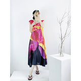 Fongt Folded High-End French Long-Press Dress Femininity Dinner High-End Sleeveless Dress