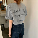 Fongt New 2024 Korean Version Simple Back Letter Print Short-Sleeved T-Shirt Women's Loose Round Collar With A Bottom