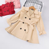 Toddler Girls Clothes Autumn Winter Long Sleeve Fashion Trench Coats Children Solid Outerwear with Sashes Costume