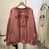 Fongt Long-Sleeved Hoodie Female Autumn 2023 New Women's Wear Students Loose Round Collar Jacket Versatile Letter Coat