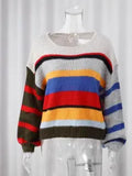 Fongt And Autumn 2025 Women's Comfortable Casual Round-Neck Loose Bump Striped Knitted Sweater