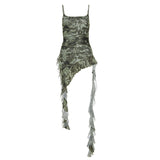 Fongt Summer Women's Sexy Slim Street Fashion Halback Print Dress-Outfit