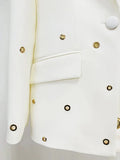 QUALITY2023 Newest Designer Fashion Runway Suit Set Women's Slim Fit Single Button Grommet Lapel Blazer Pants Set