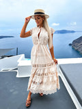 Fongt Women's New Fashion With Waist Lace Splicing Long