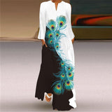 V-neck Long Sleeve Ankle-Length Vintage