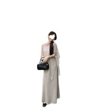Fongt Feeling Lazy Temperament Casual Knitted Suit Women's Summer Irregular Shirt Shawl Sling Dress Two Sets