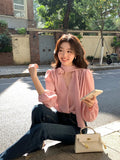 Fongt Xixi 2025 New Korean Version Of The Rose Vertede Temperament Long-Sleeved Shirt Women's Professional Top Tide 89227