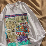 Green Funny Comics Hip Hop Sweatshirts Vintage Streetwear Graphic Hoodies O-neck Pullovers Goth Punk Style Teens Clothes-Outfit